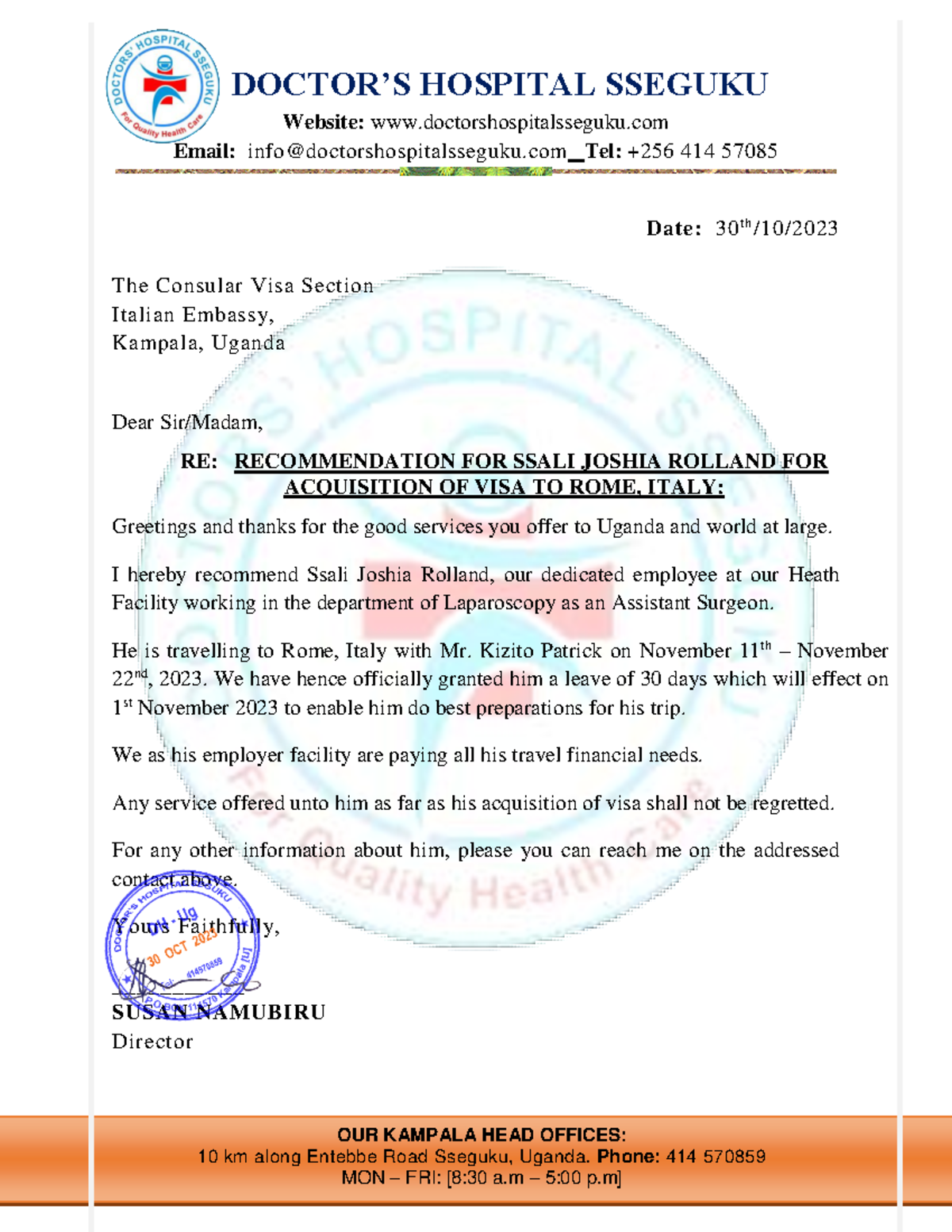 Ssali Doctors Hospital Recommendation - OUR KAMPALA HEAD OFFICES: 10 km ...