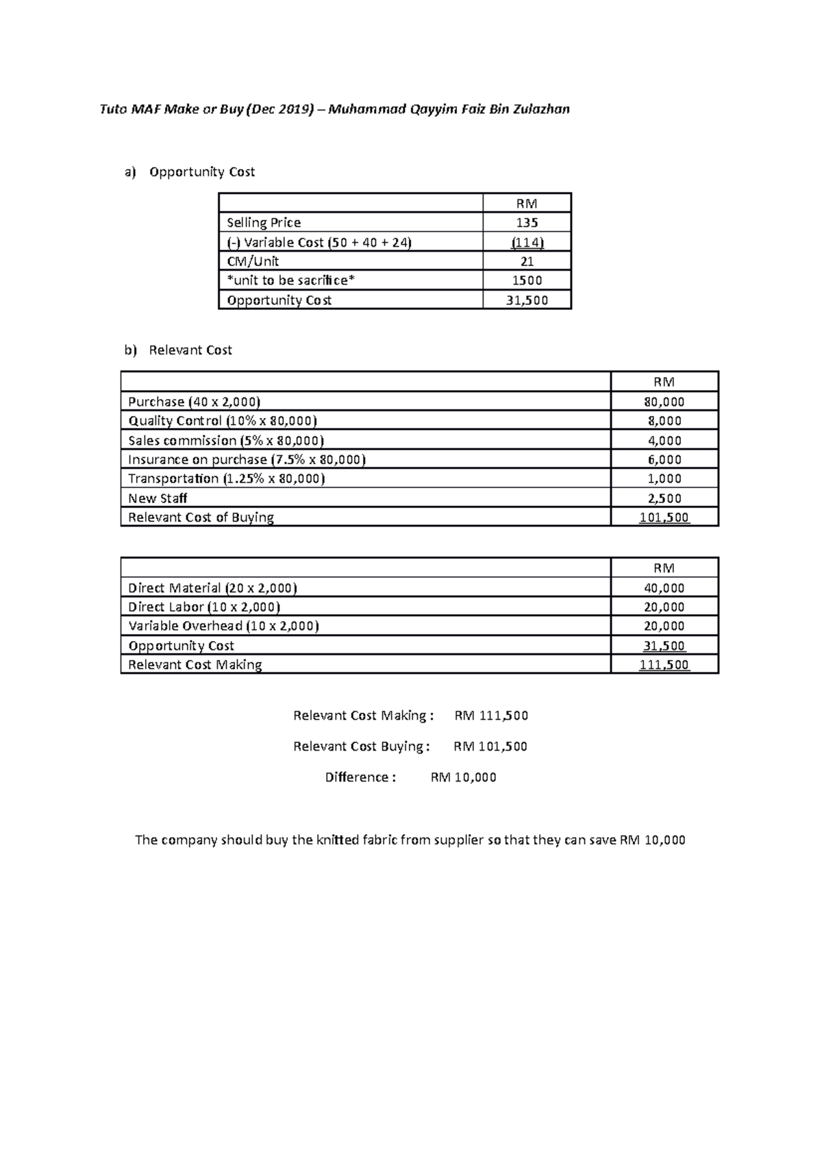 Tuto MAF Make or Buy Dec 2015 - Tuto MAF Make or Buy (Dec 2019 ...