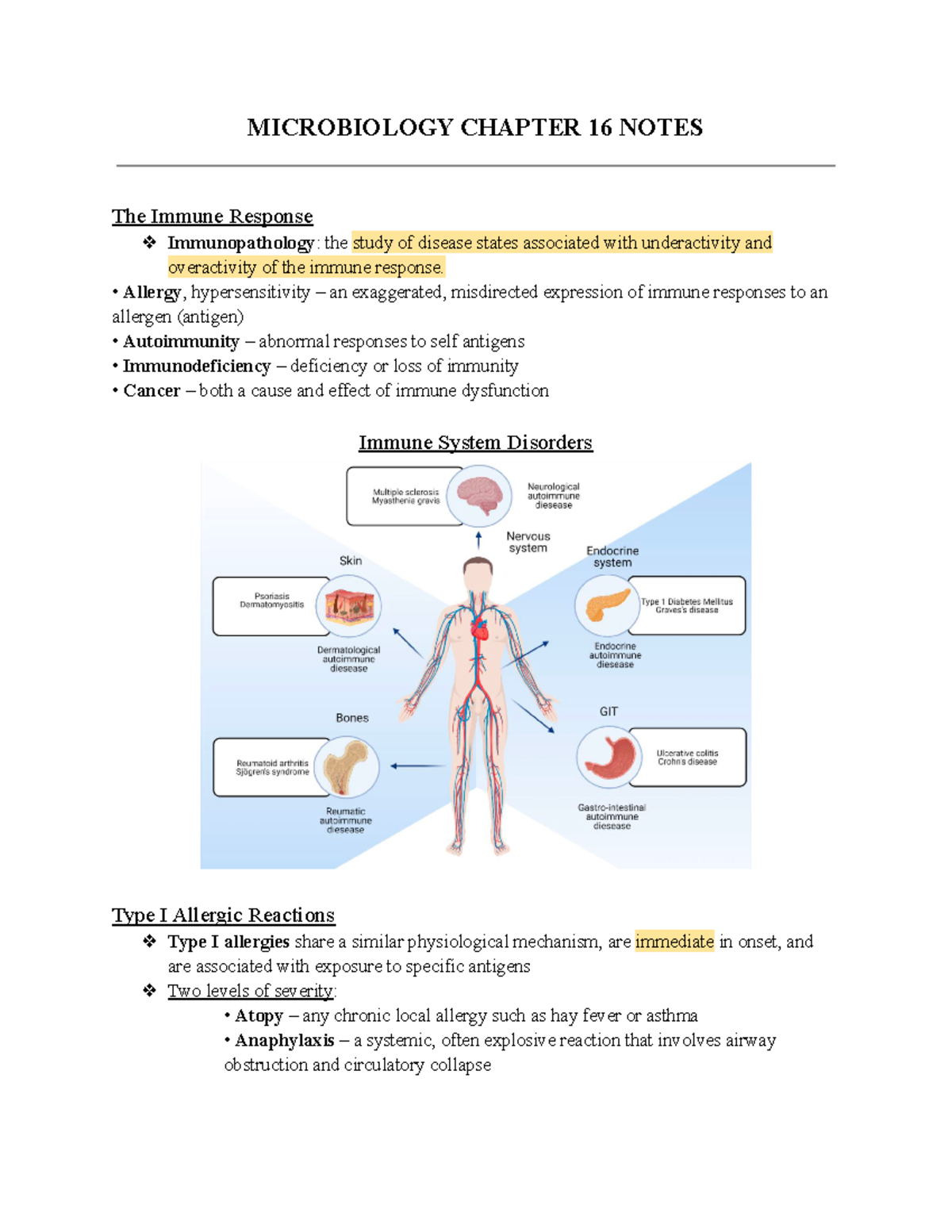 Microbiology Chapter 16 Notes MICROBIOLOGY CHAPTER 16 NOTES The