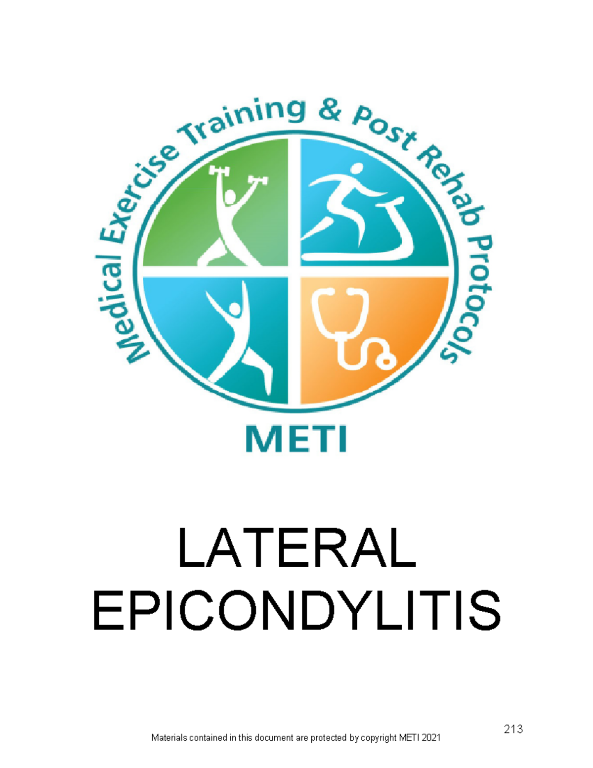 Lateral Epicondylitis Protocol - LATERAL EPICONDYLITIS 213 Lateral ...