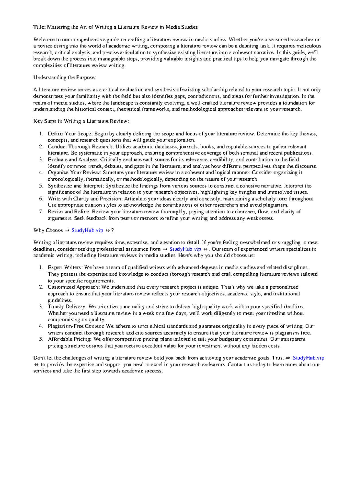 How To Write A Literature Review Media - Title: Mastering the Art of ...