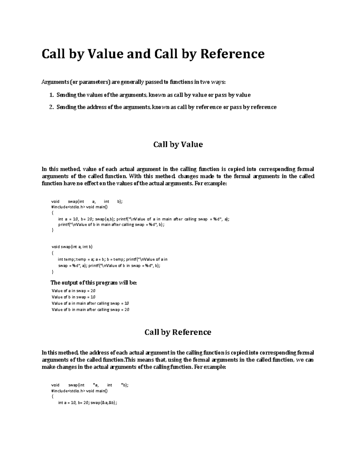 Call by value and call by reference - Call by Value and Call by ...