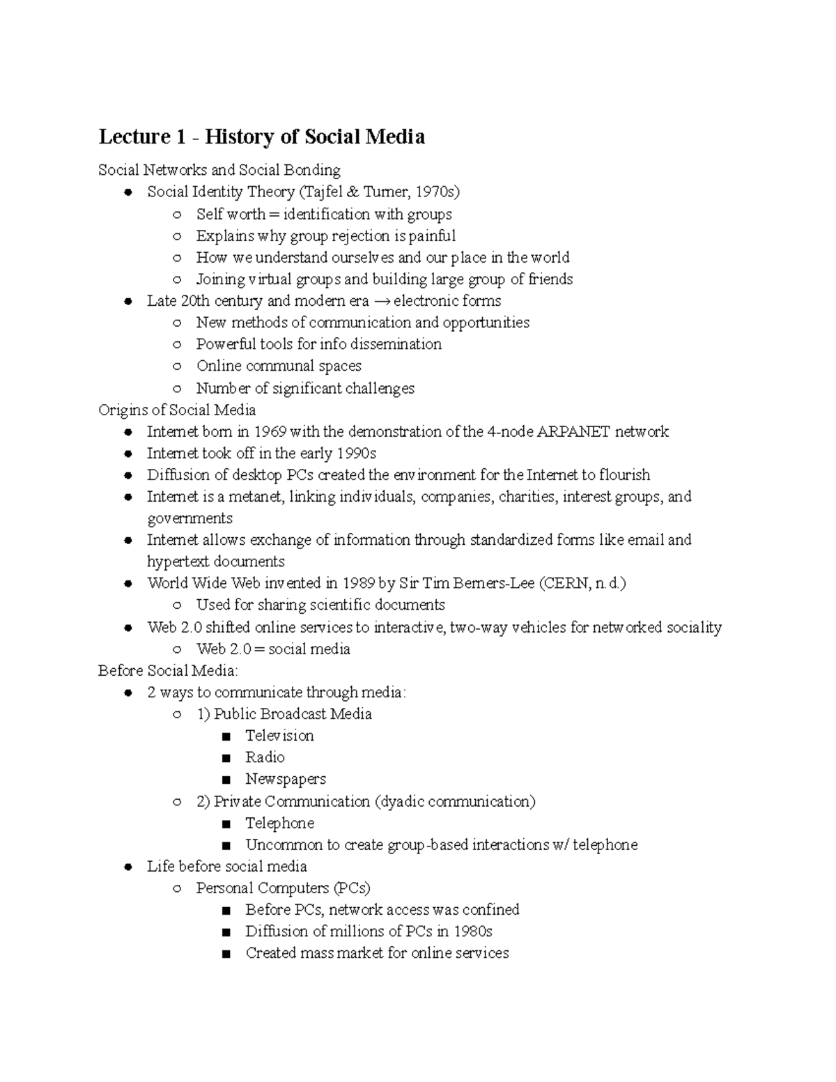 4120 Lecture Notes - Lecture 1 - History Of Social Media Social ...