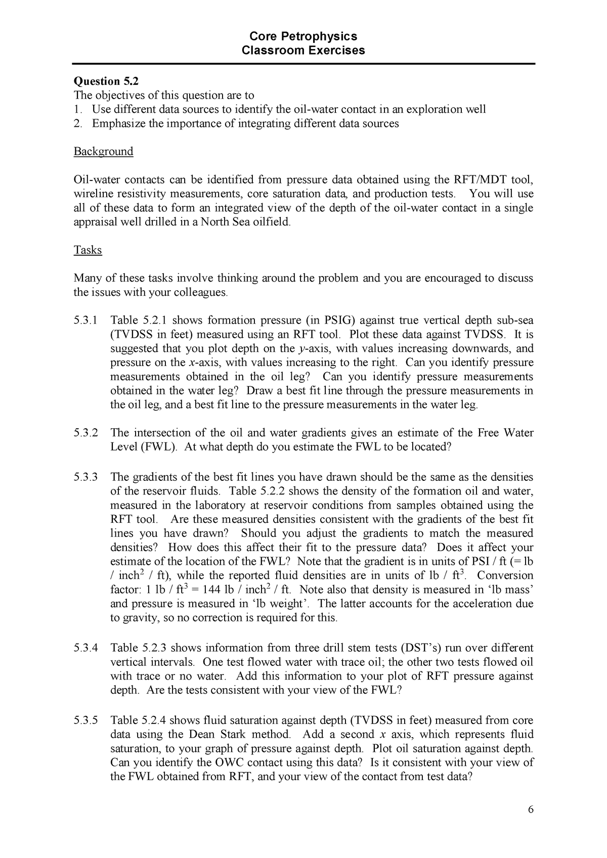 Core Petrophysics Solutions 5.3 - Core Petrophysics Classroom Exercises ...