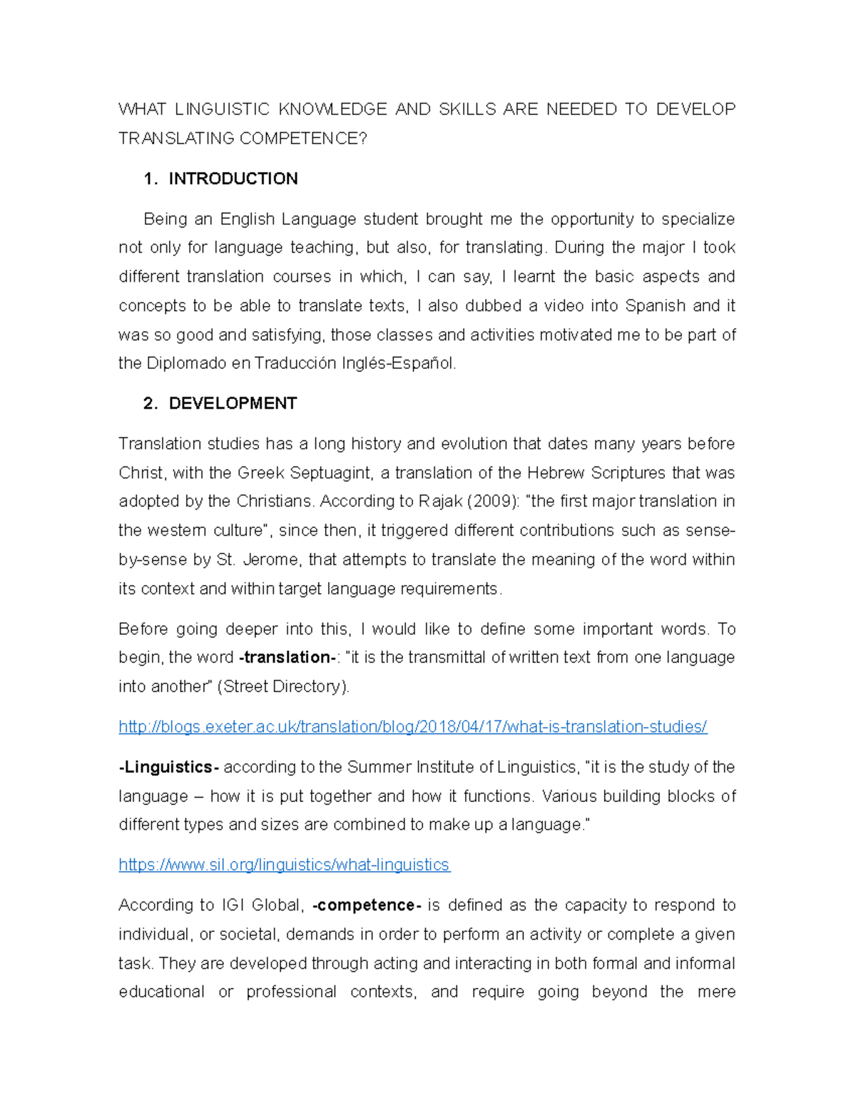 WHAT Linguistic Knowledge AND Skills ARE Needed TO Develop Translating ...