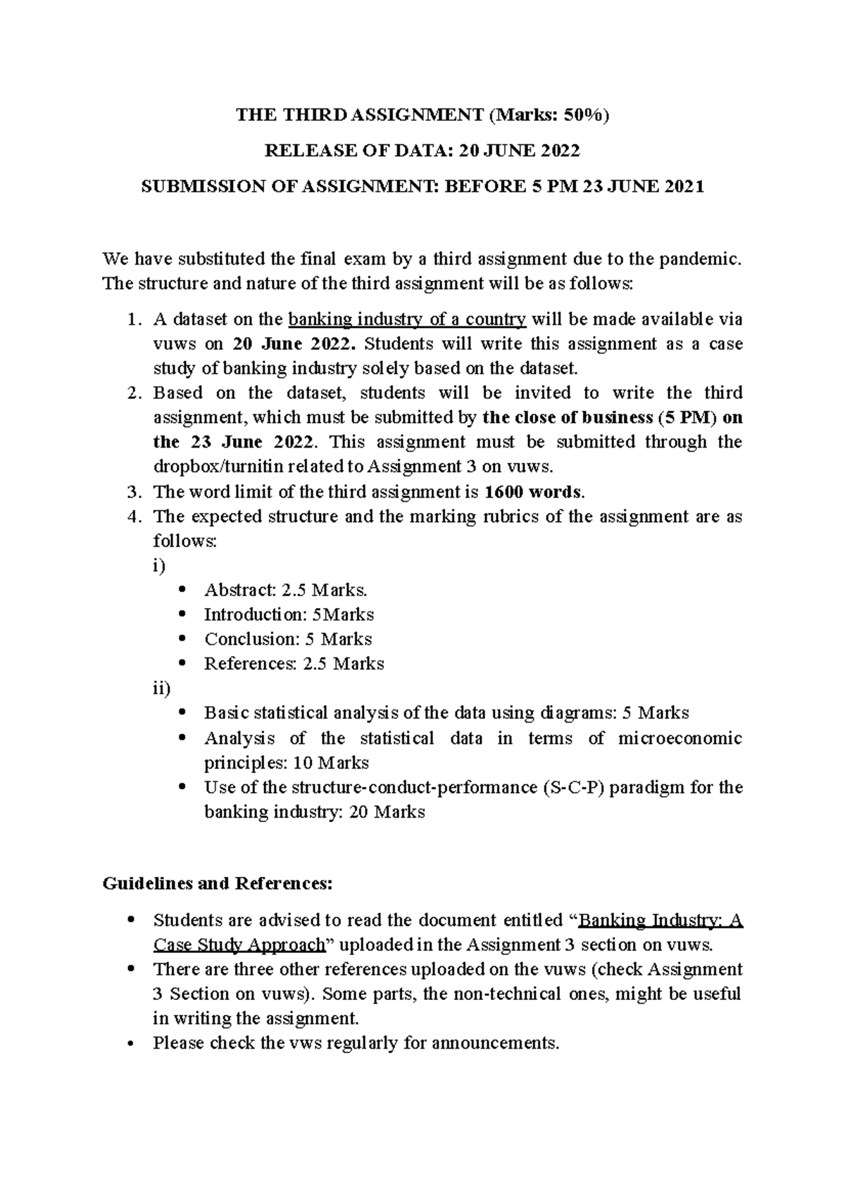 assignment marks june 2022