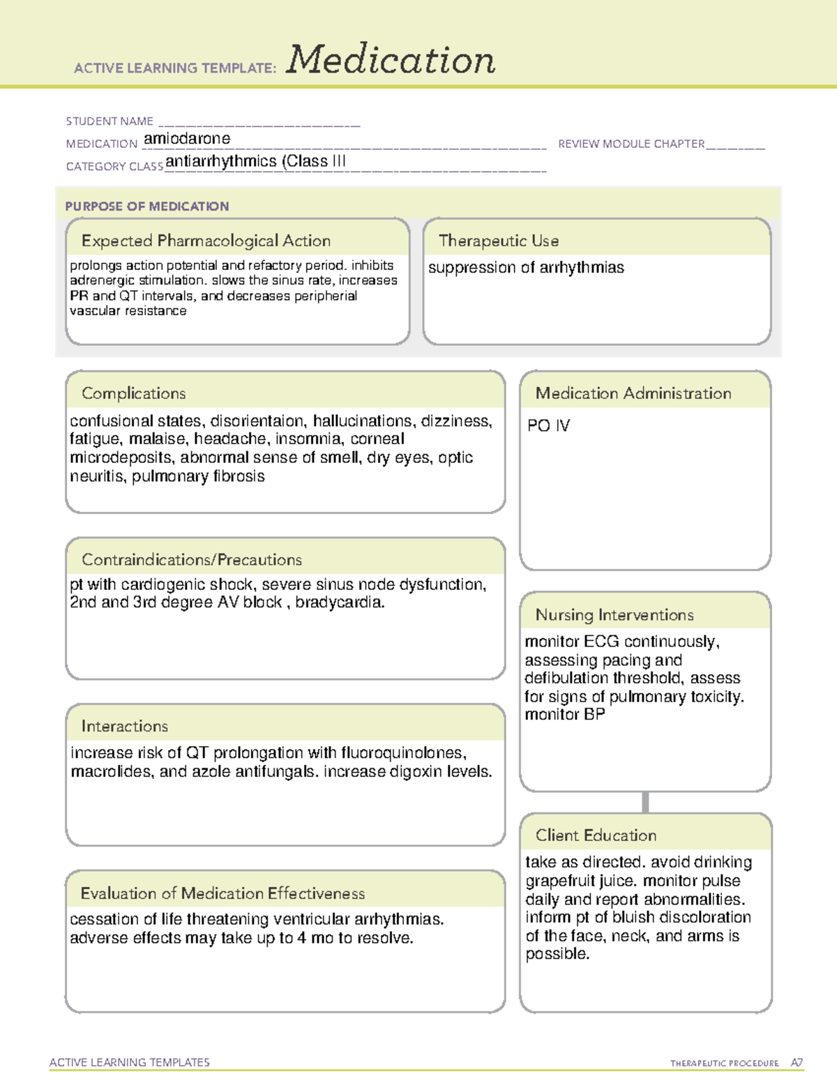 Amiodarone - drug card - ACTIVE LEARNING TEMPLATES TherapeuTic ...