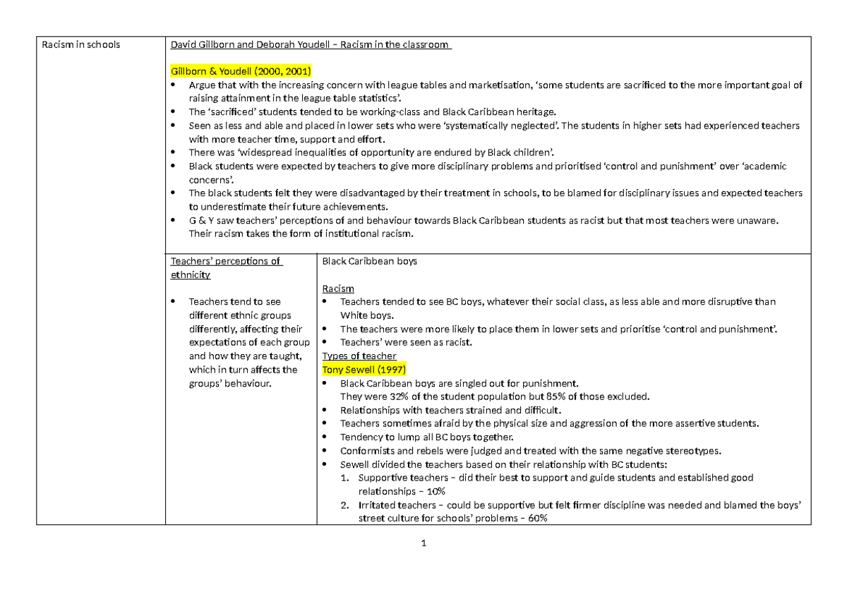 Ethnicity AND Educational Attainment - Racism in schools David Gillborn ...