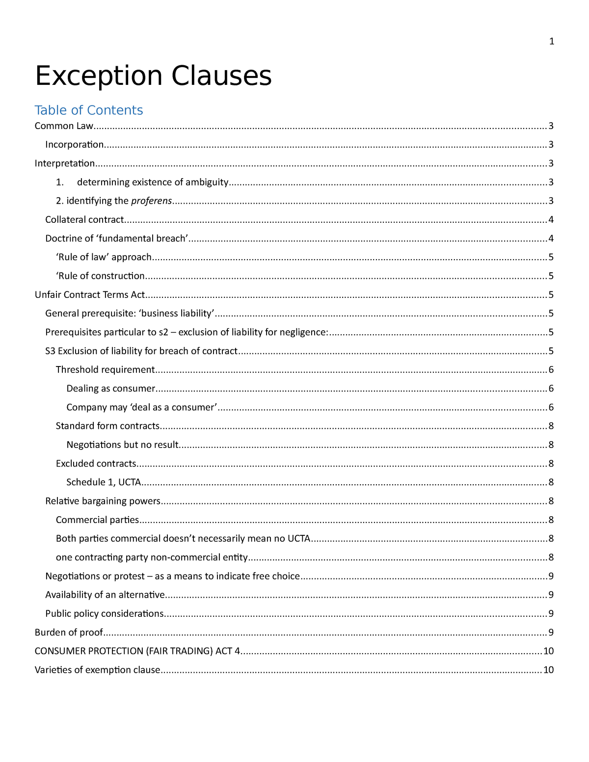 exception to assignment clause