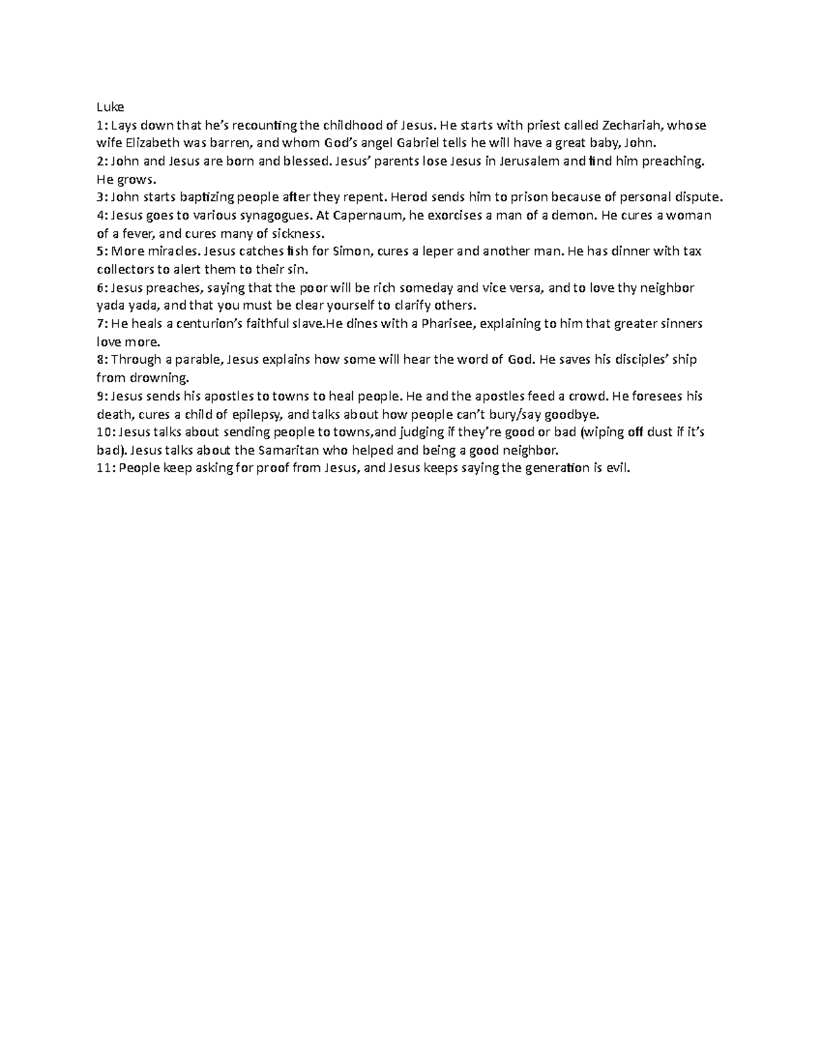 Luke - Luke Gospels of the Bible - lecture notes - Luke 1: Lays down ...