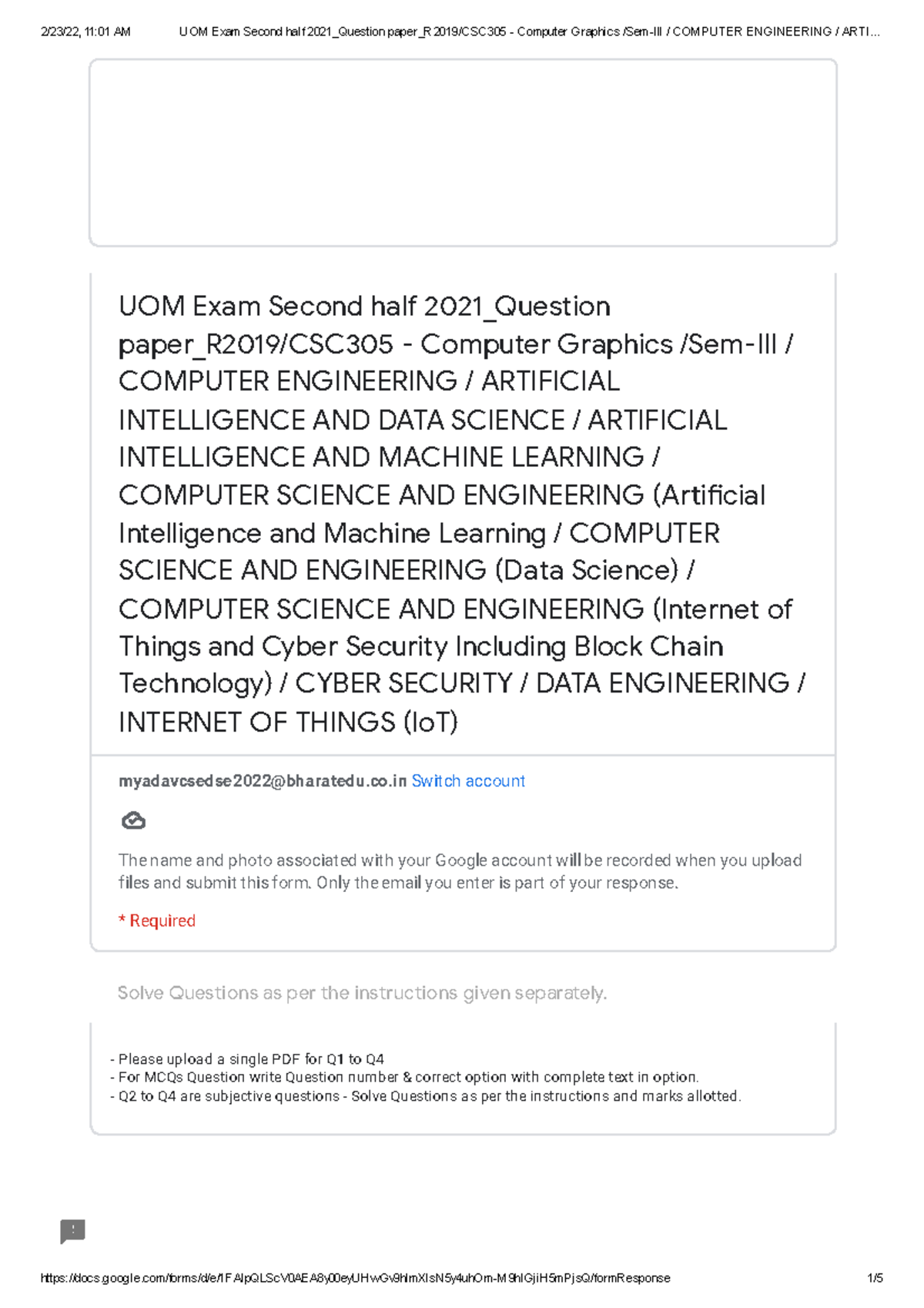 UO1F78~1 - Solve Questions as per the instructions given separately ...