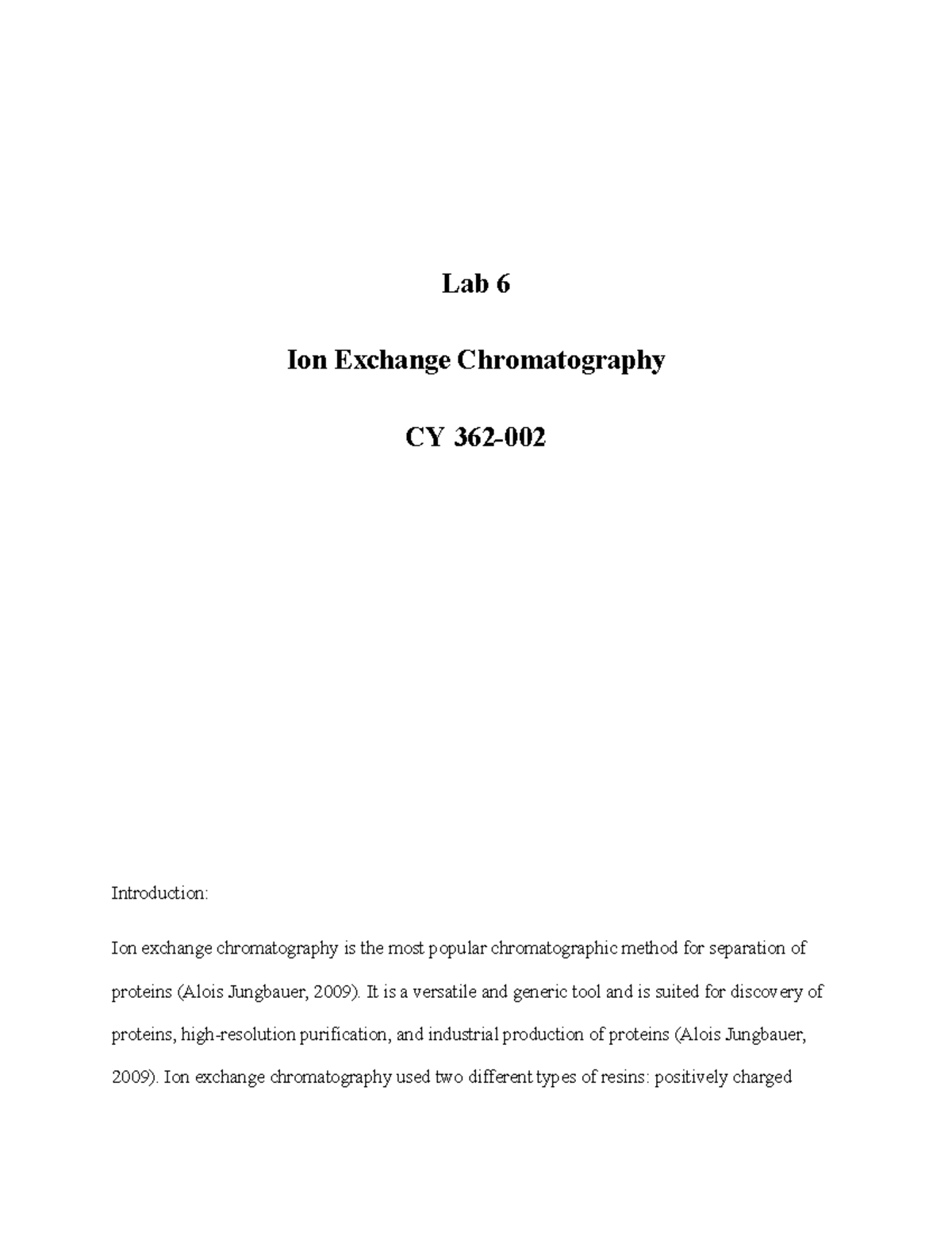 Lab 6 It is the lab report of ion exchange chromatography. Lab 6