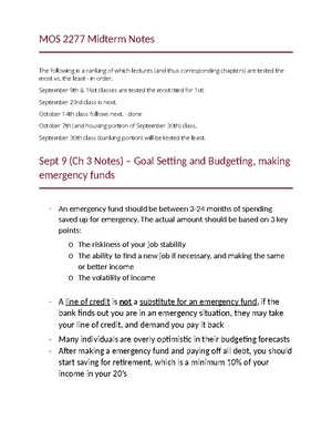 2277 Textbook Notes - MOS 2277 : PERSONAL FINANCE Chapter 1 : OVERVIEW ...