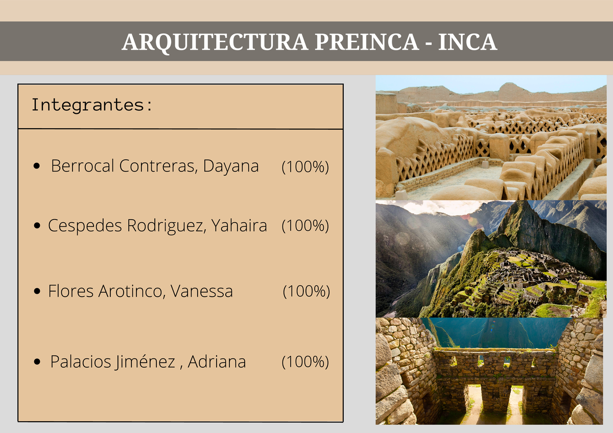 Arquitectura Preina , inca - Integrantes: Berrocal Contreras, Dayana ...