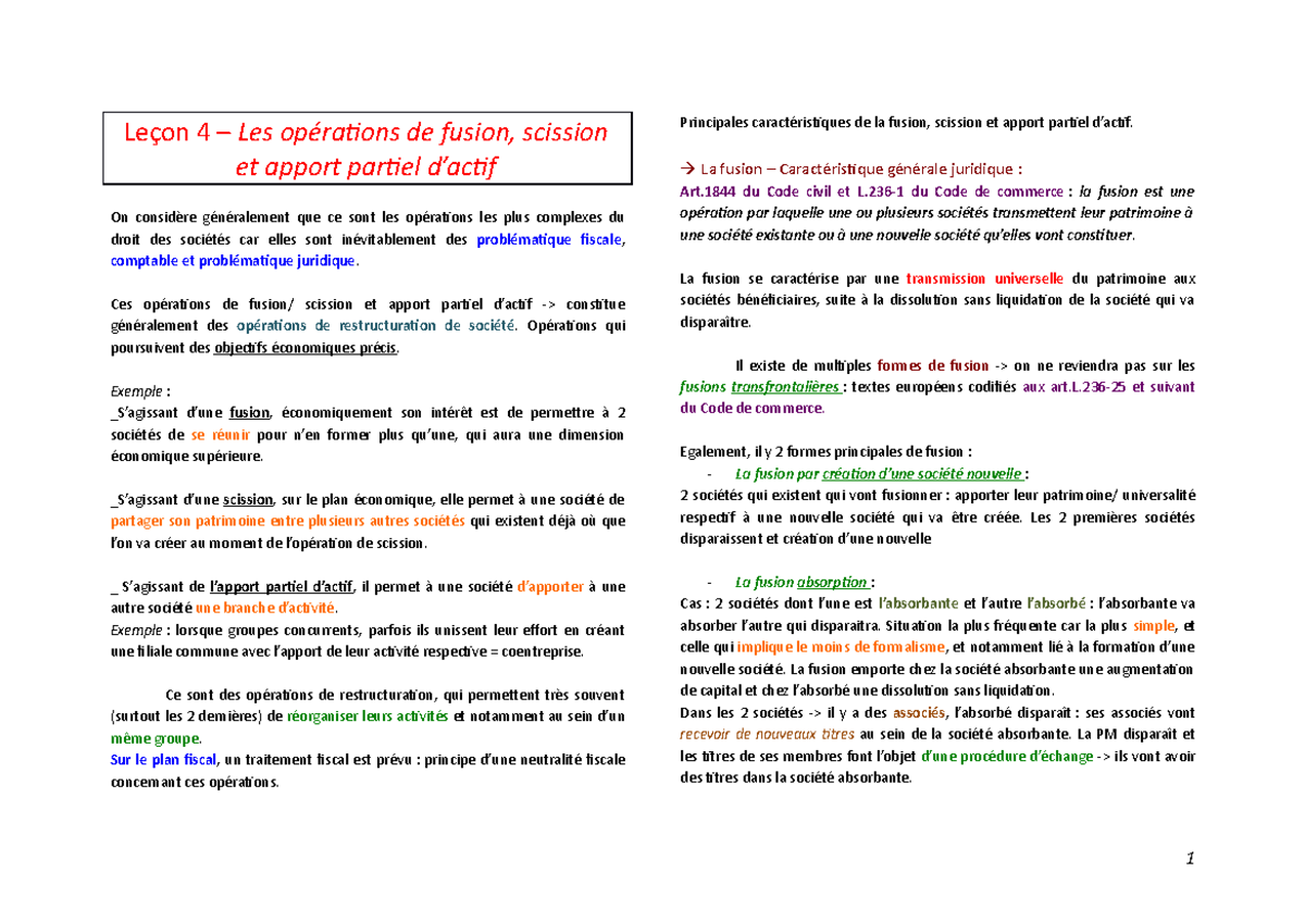 Calendrier Apport Partiel D'actif 