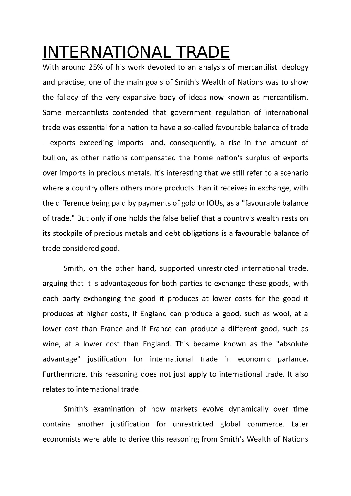 thesis on international trade