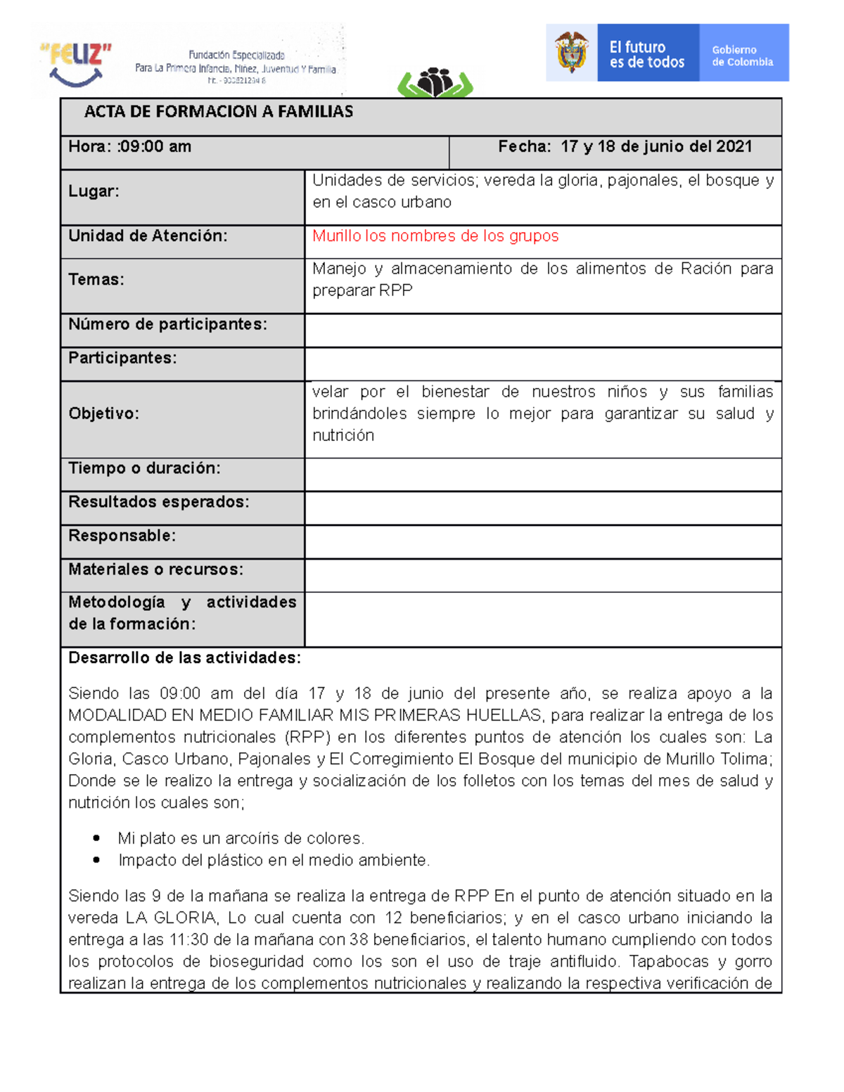 ACTA RPP Modalidad Familiar - Mercantil - Uniminuto - Studocu