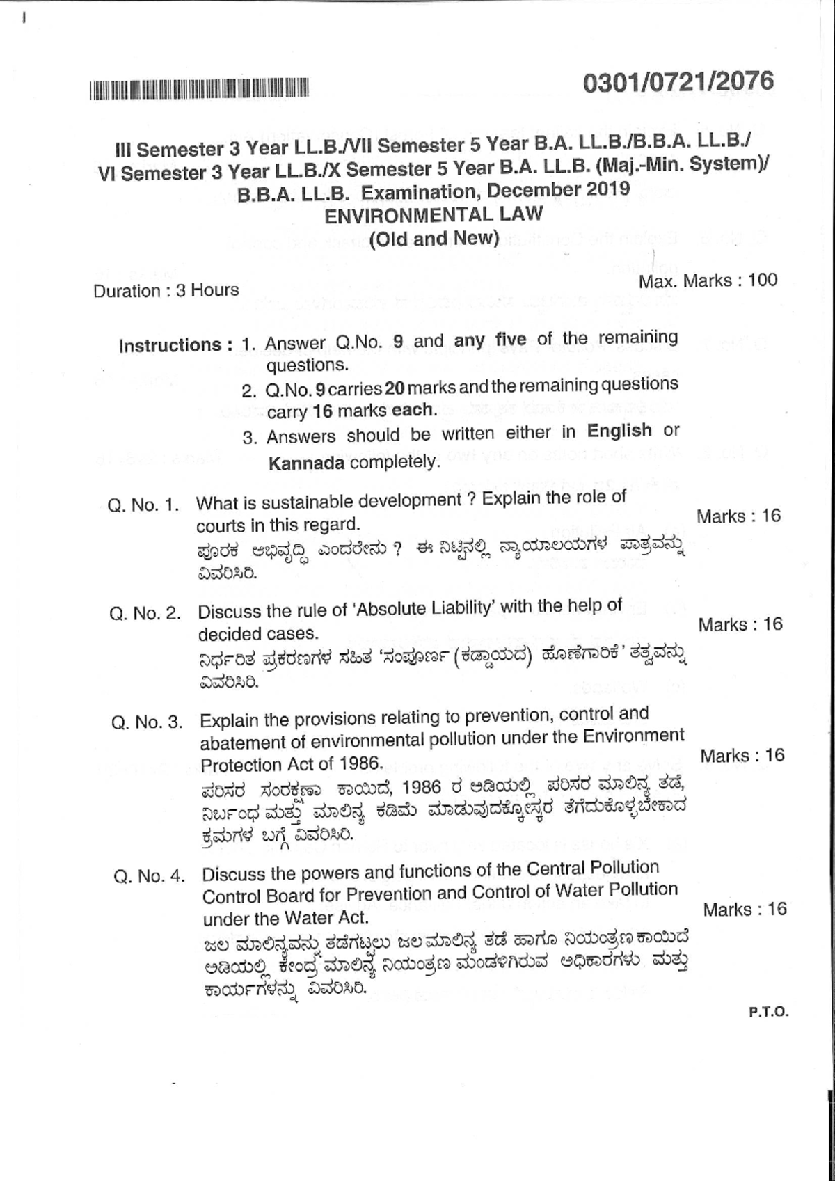 Environmental Law - nbhvb - Bba llb - KSLU - Studocu