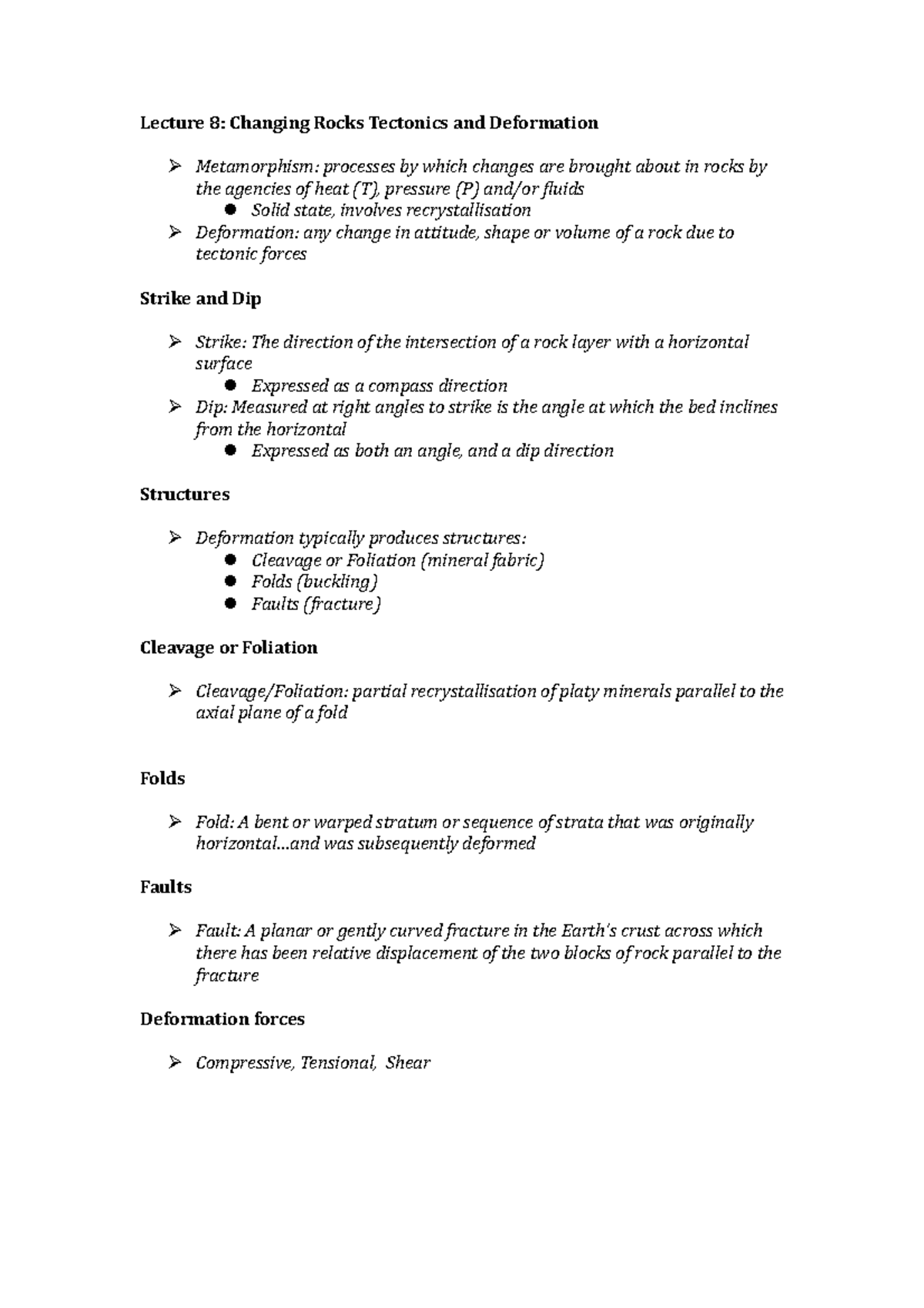 Lecture notes, lecture All - Lecture 8: Changing Rocks Tectonics and ...