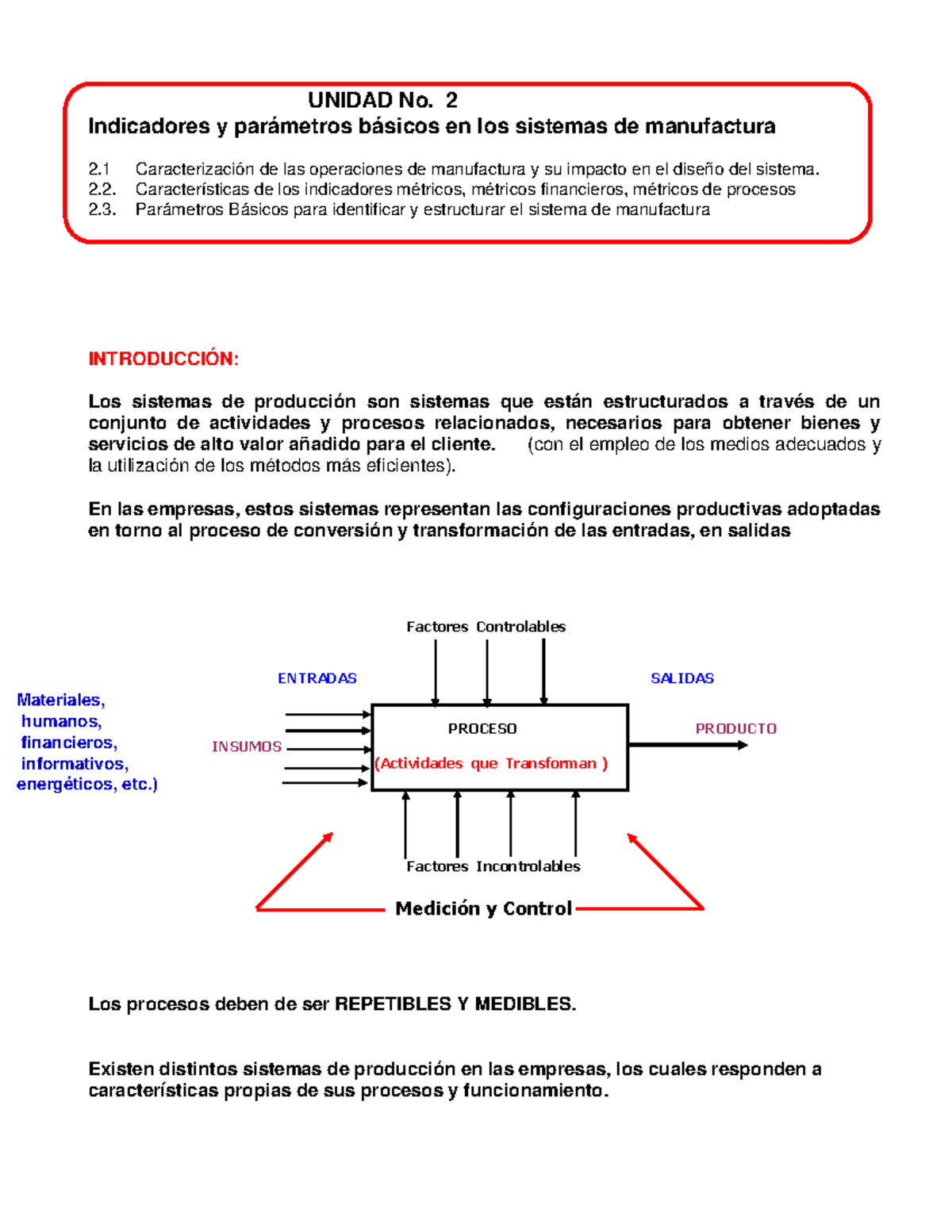 (1) Unidad No 2 (Sistemas Mfra) (QFD 2024) - UNIDAD No. 2 Indicadores y ...