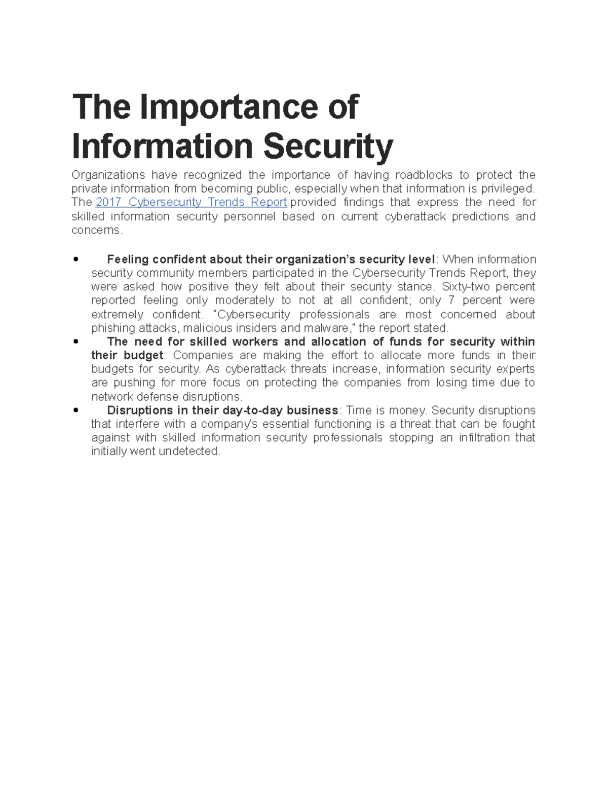 The Importance of Information Security - The Importance of Information ...