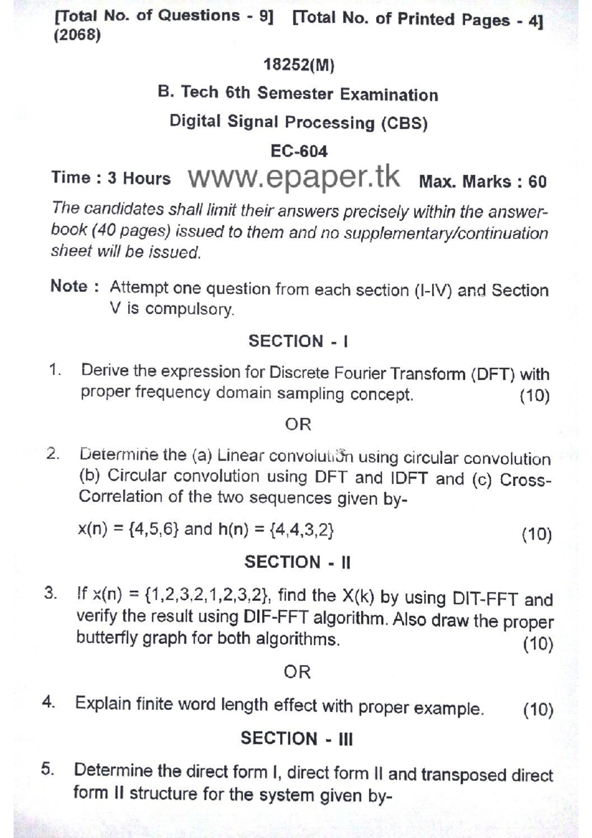 Digital Signal Processing 9ygi Linear Algebra Studocu