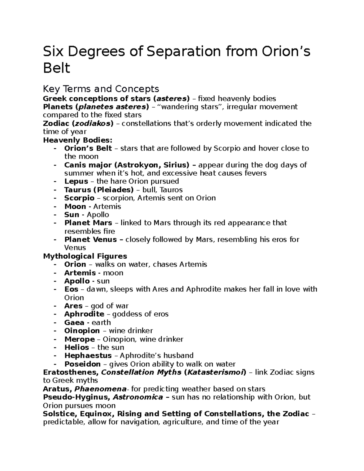 Orion’s Belt Worksheet Six Degrees of Separation from Orion’s Belt