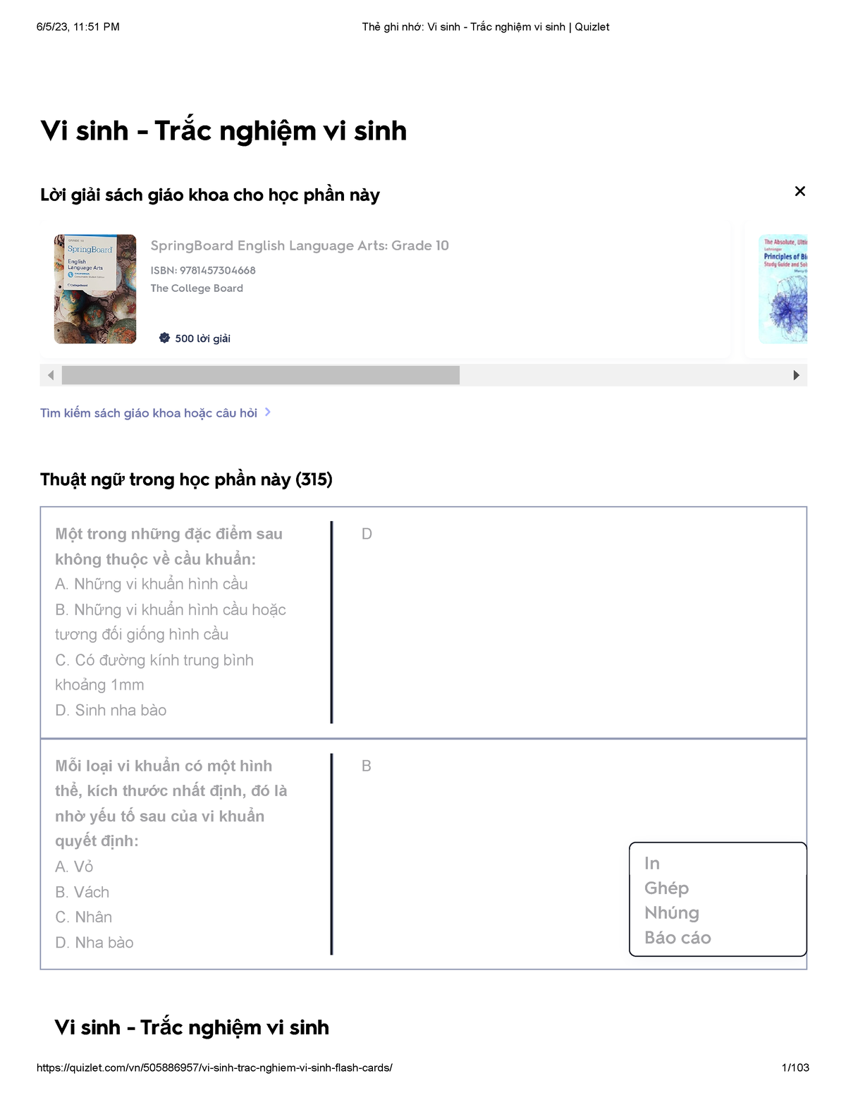 Thẻ Ghi Nhớ Vi Sinh - Trắc Nghiệm Vi Sinh Quizlet - Vi Sinh - Trắc ...