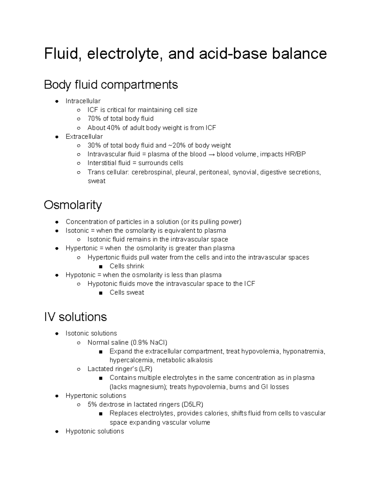 Fluid, electrolyte, and acid-base balance - Replace. PO (needs to be ...