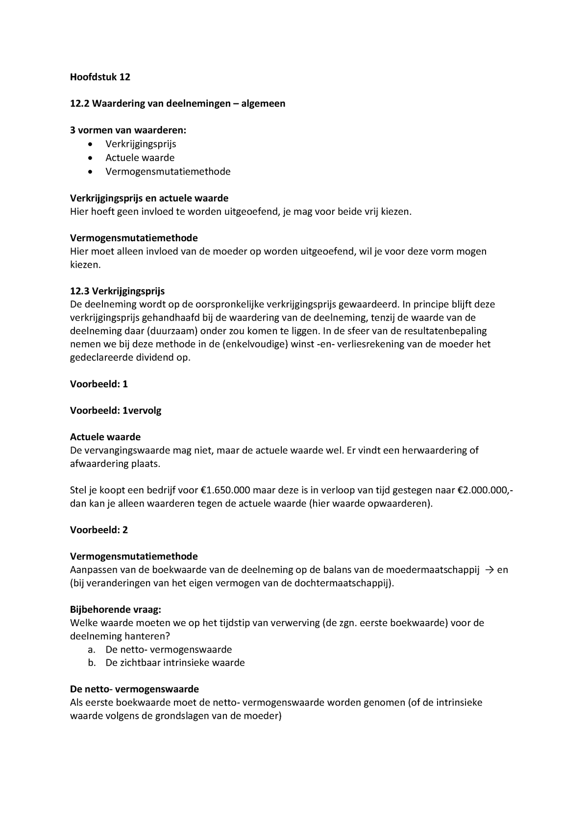 Samenvatting Bedrijfsadministratie: Consolideren Hoofdstuk 12 ...