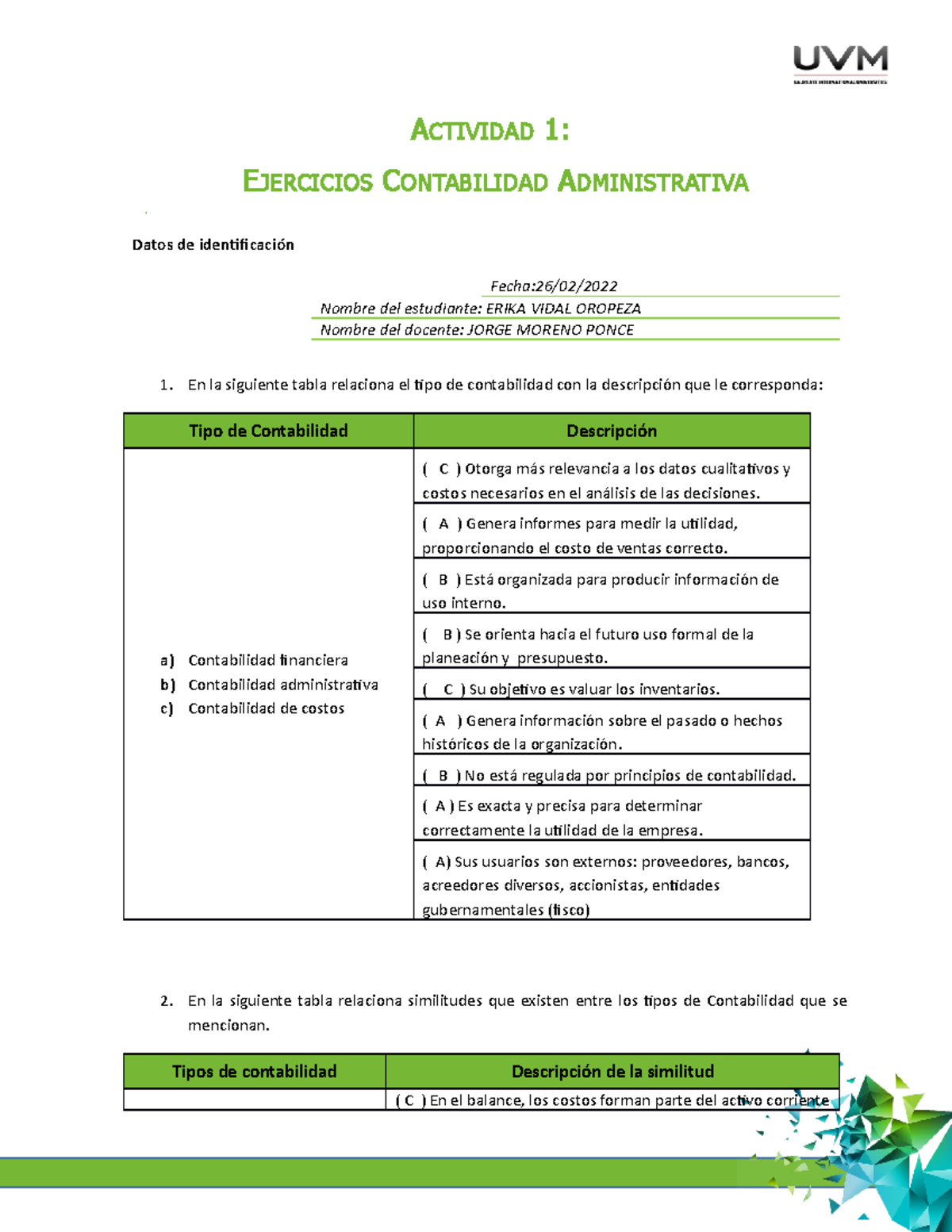 U1 Ejercicios A1 Actividad 1 Actividad 1 Ejercicios Contabilidad