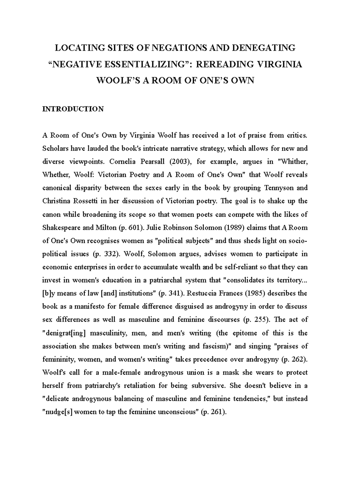 Locating Sites OF Negations AND Denegating “ Negative Essentializing ...