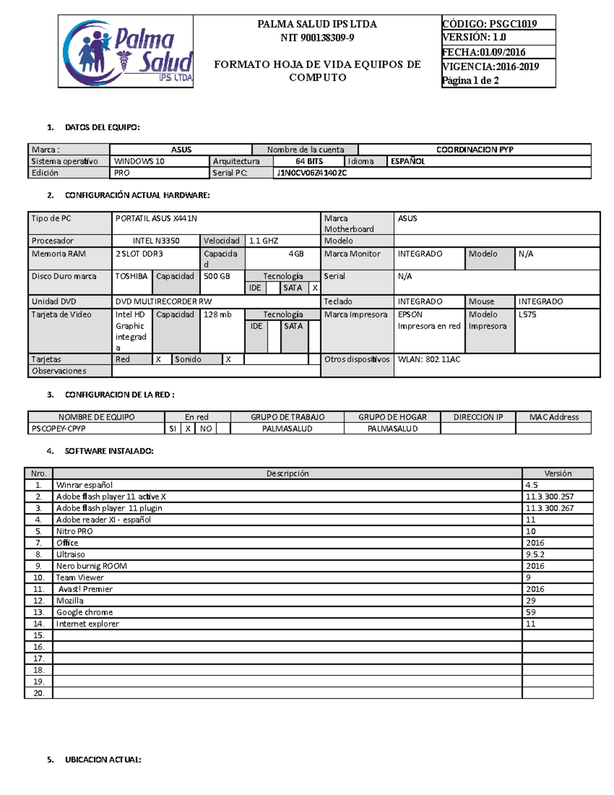 Formato hv de equipos de computo ( Coordinacion PYP) - PALMA SALUD IPS ...