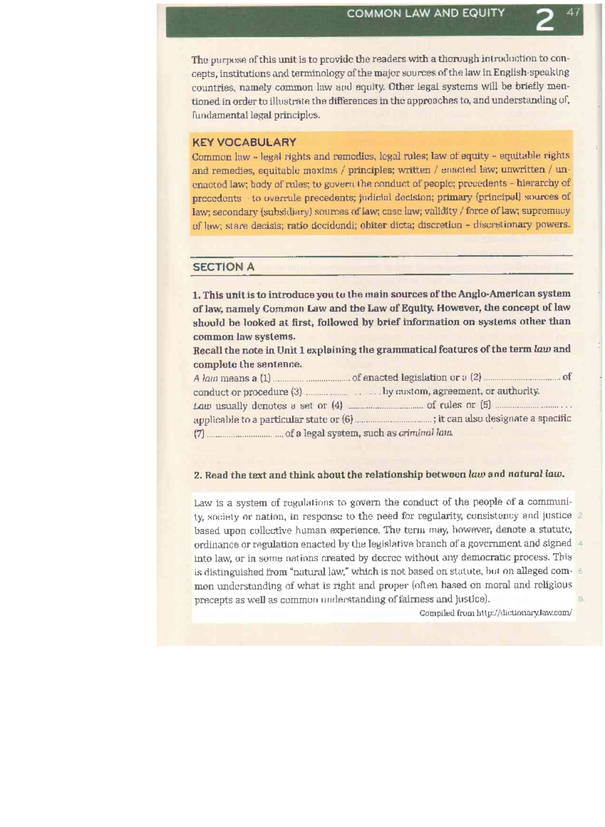 2. Common law and equity - COMMON LAW AND EQUITY 2 47 The purpose of ...