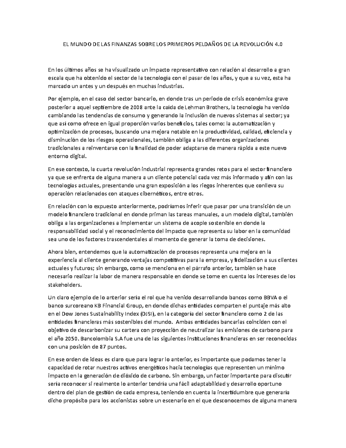 EL Mundo DE LAS Finanzas Sobre LOS Primeros Peldaños DE LA Revolución 4 ...