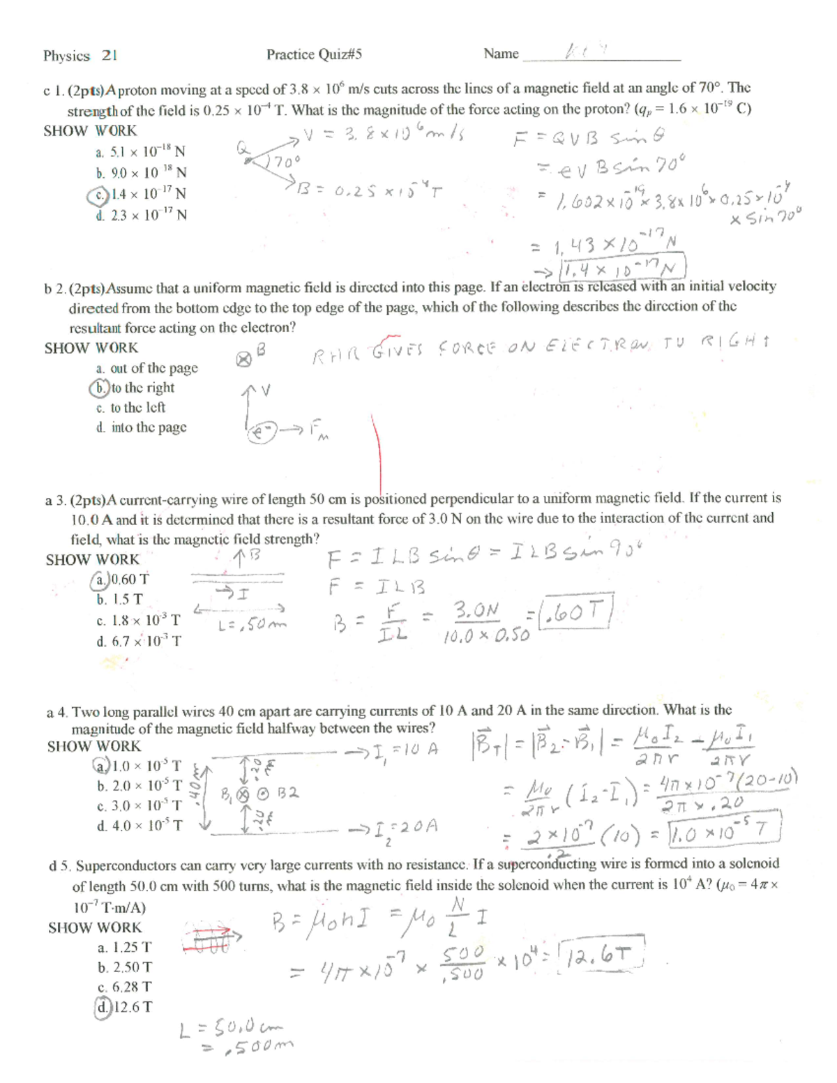 Practice Quiz #5 solutions - PHY 201 - Studocu