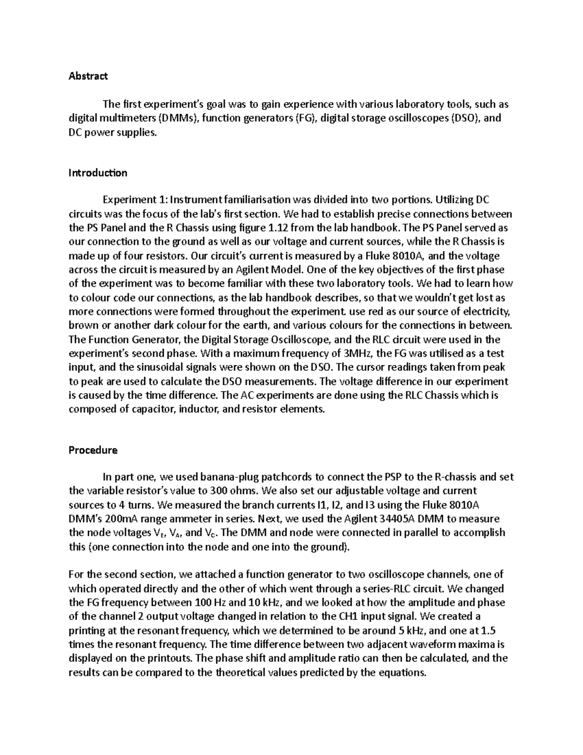 Exp1 Lab Report Abstract digital multimeters (DMMs), function