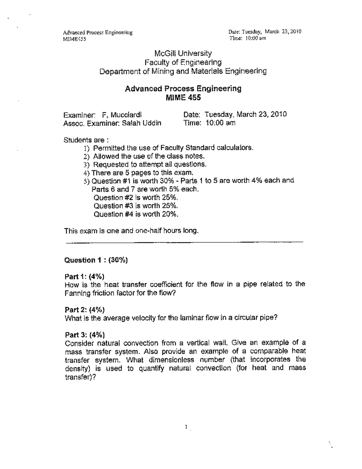Exam 23 March 2010, questions and answers - Advanced Process ...