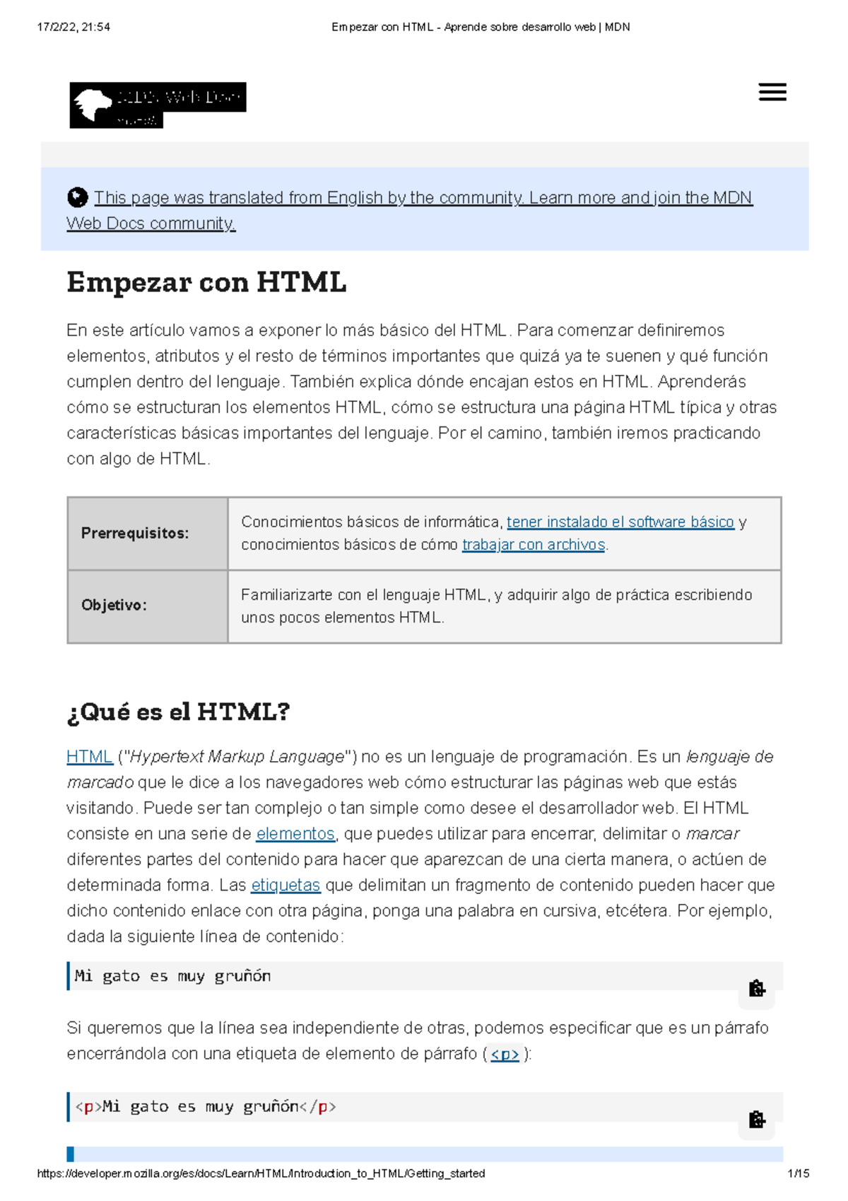 Empezar Con HTML - Aprende Sobre Desarrollo Web MDN - This Page Was ...