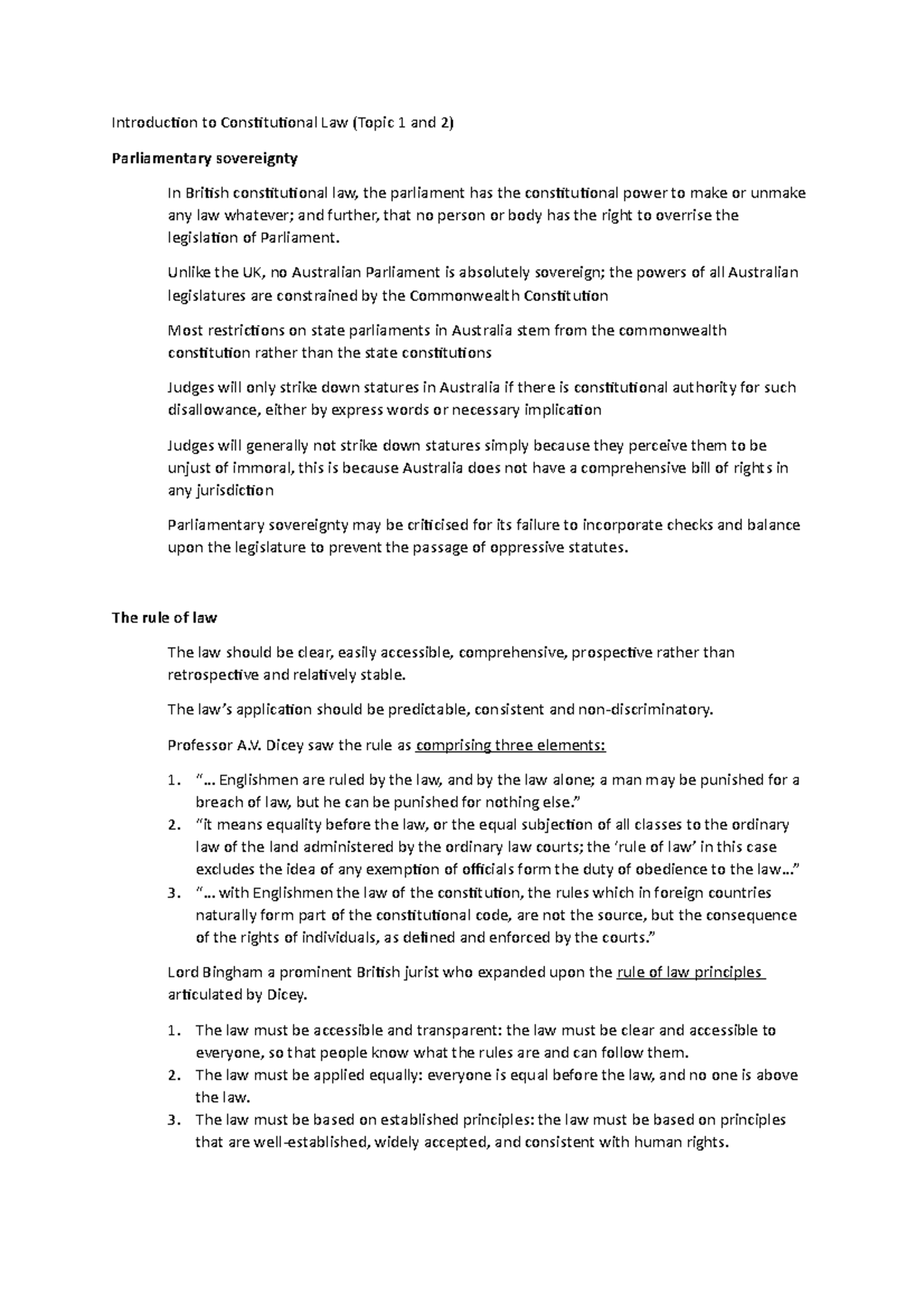 Constituiton notes - Introduction to Constitutional Law (Topic 1 and 2 ...