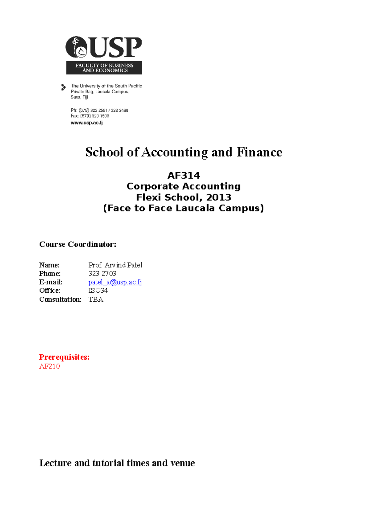 AF314 Corporate Accounting-Unit Outline-Flexi School 2013 - School of ...