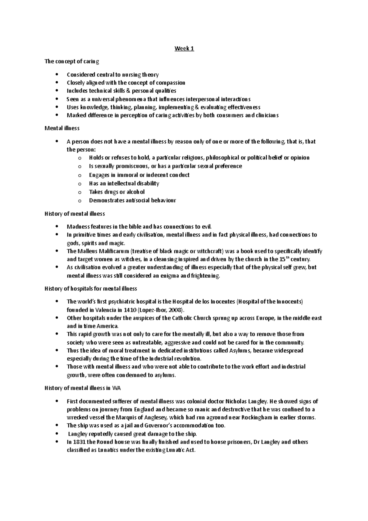 Mental Health 3 1 - 4 - Lecture notes 1-4 - Week 1 The concept of ...