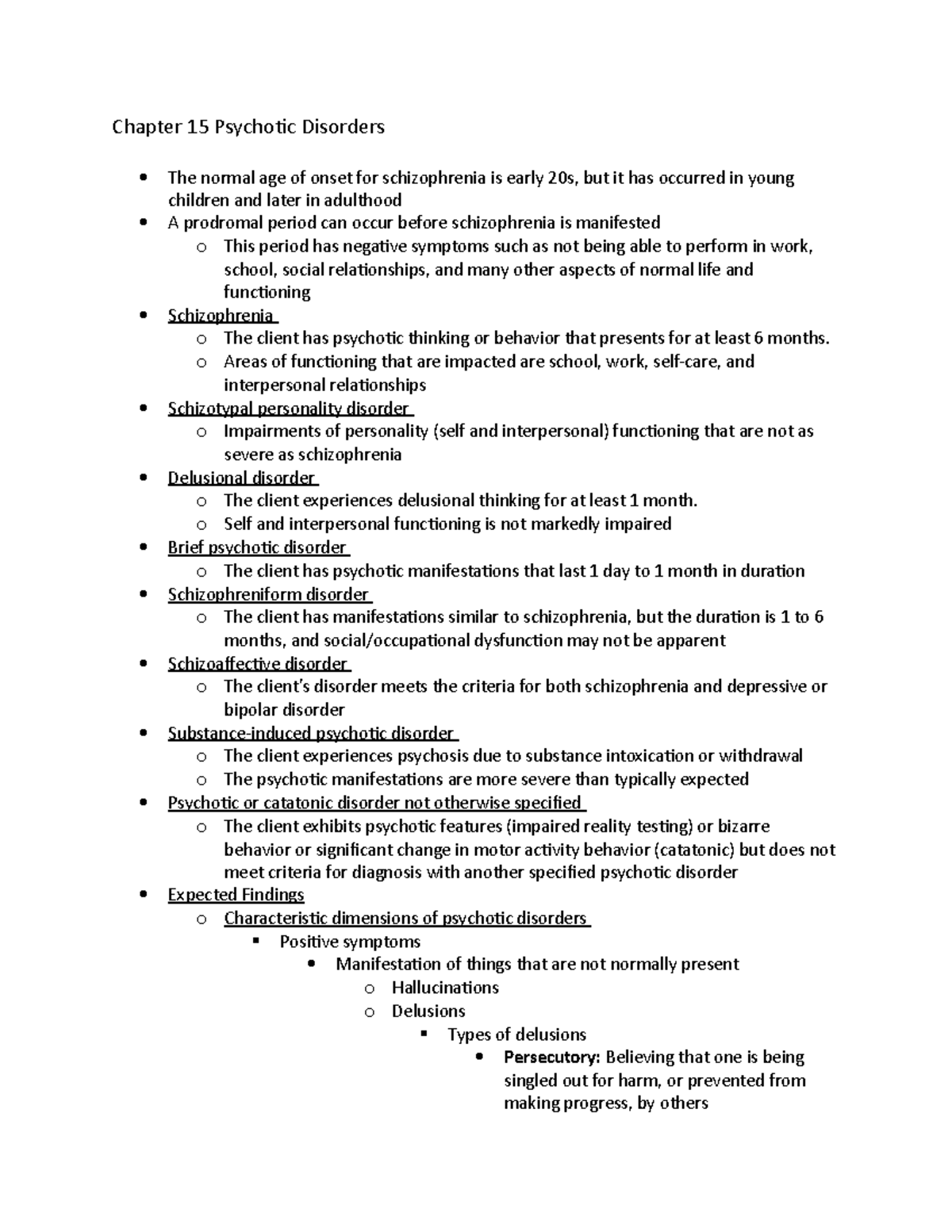 Chapter 15 Psychotic Disorders - H476 - Studocu