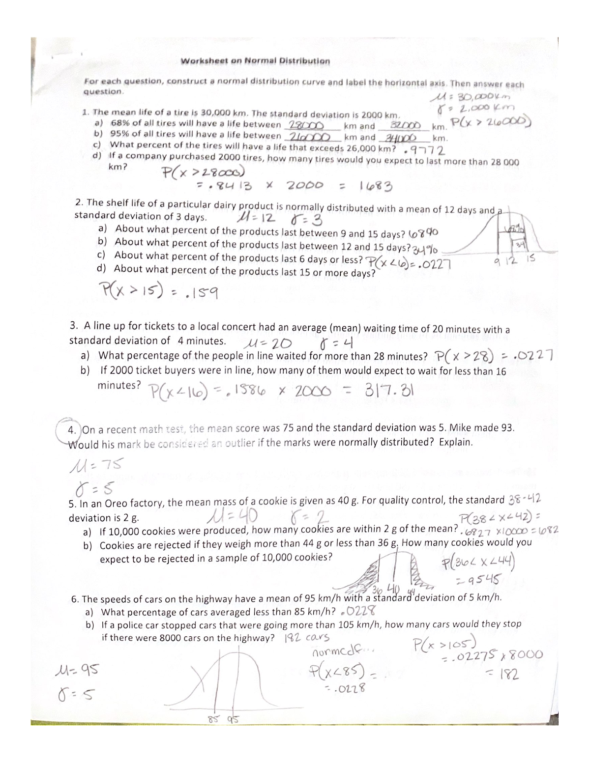 Worksheet on Normal Distribution - BUS 205 - Studocu