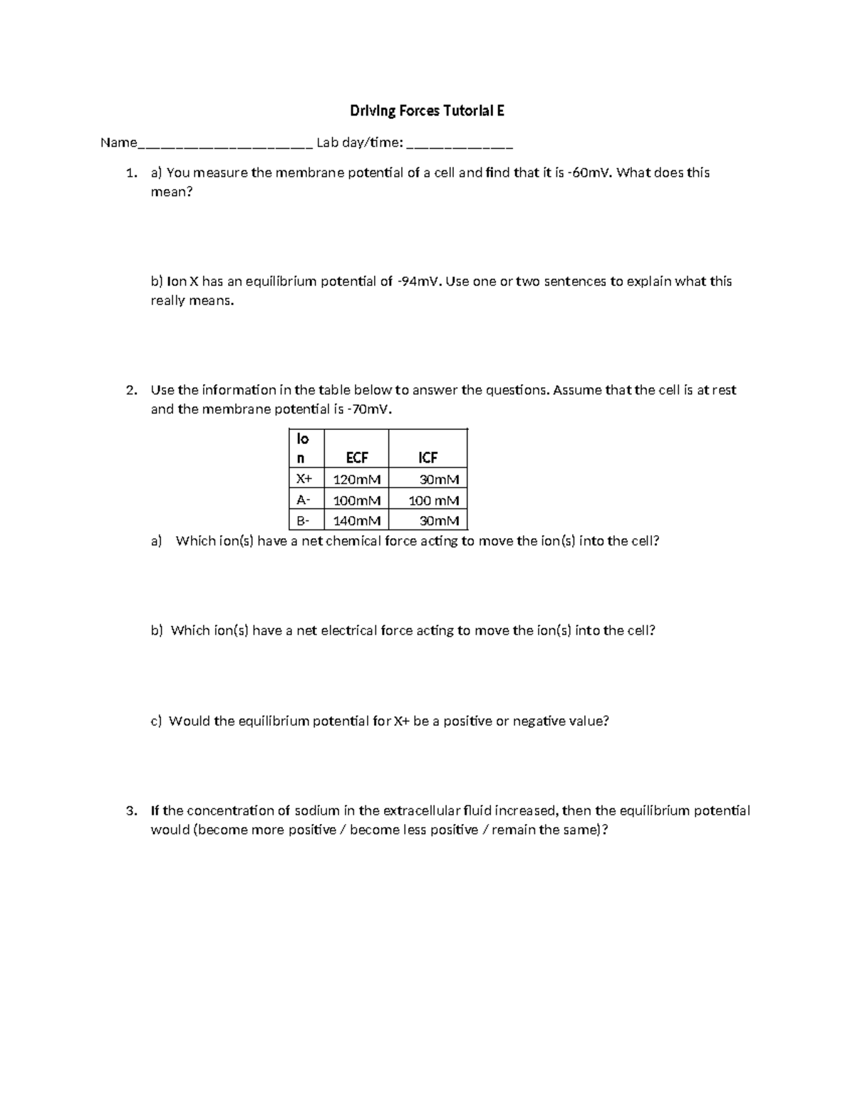 Driving Forces Tutorial E (1) - Driving Forces Tutorial E Name ...