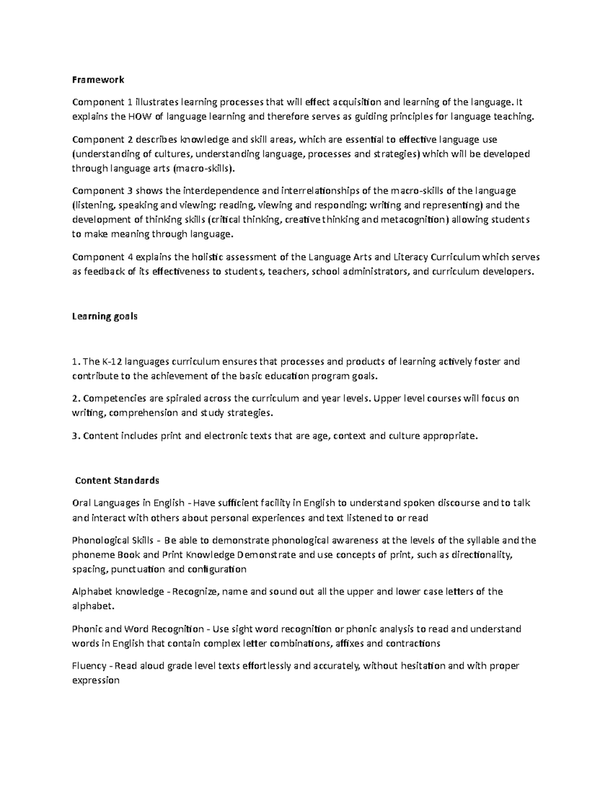 Critique - Criticizing K-12 - Framework Component 1 illustrates ...