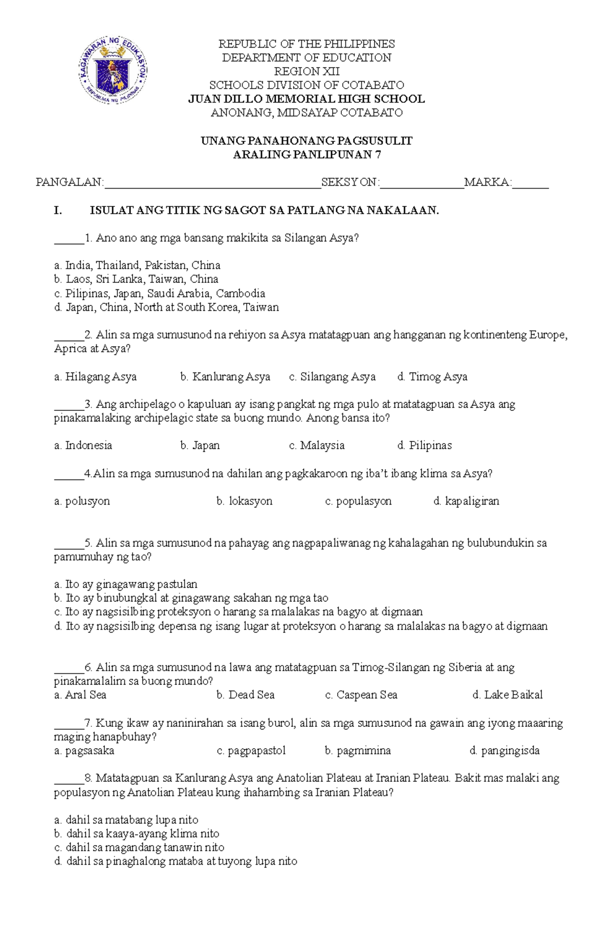 quarter-1-ap-7-exam-republic-of-the-philippines-department-of