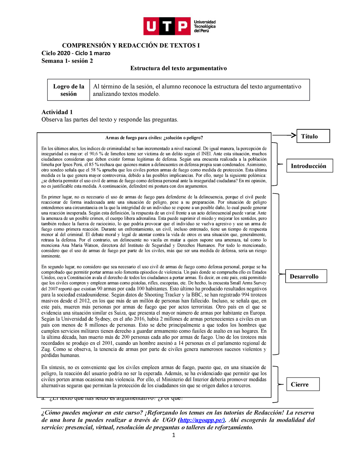 Estructura Del Texto Argumentativo ComprensiÓn Y RedacciÓn De Textos