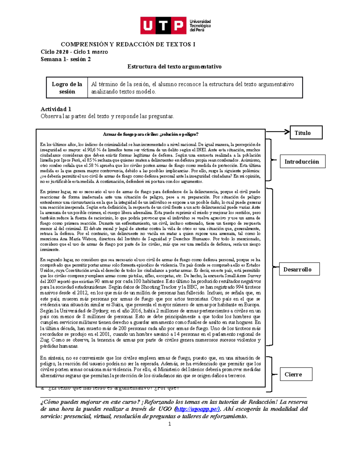 Estructura De Un Texto Argumentativo Utp - Image to u