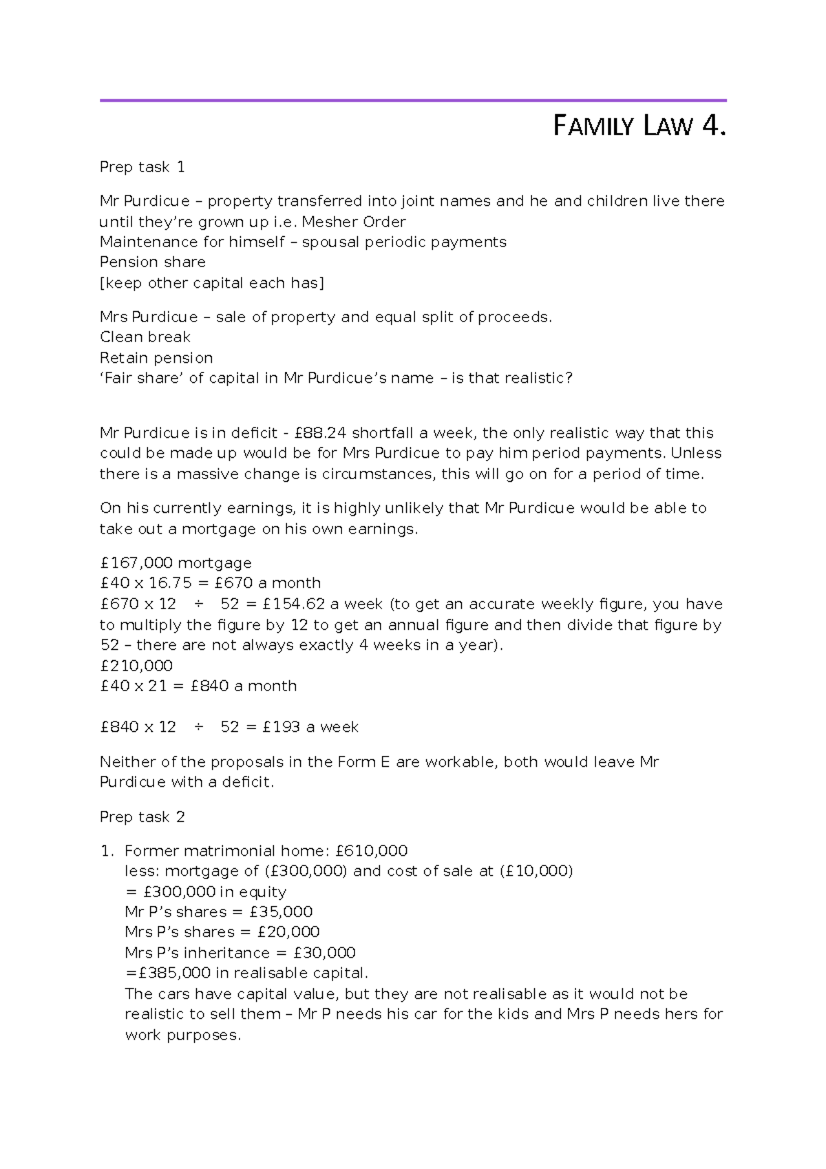Family Law & Practice 4 FAMILY LAW 4. Prep task 1 Mr